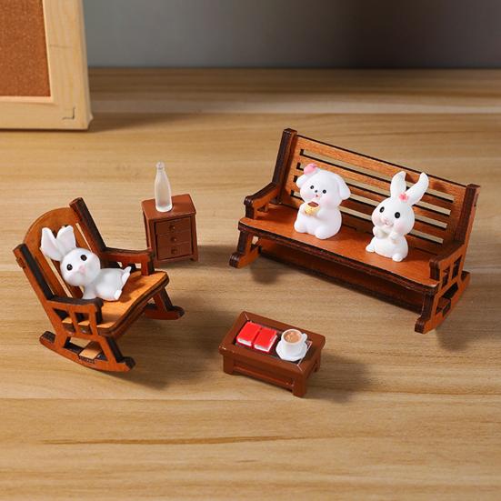 Mini Rocking Chair Ornament 1:12 Scale Premium Synthetic Wood Lightweight Miniature Furniture Fairy Garden Photography Props