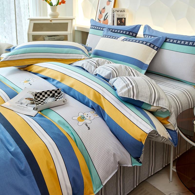Printed Pure Cotton Student Dormitory Three-piece Four-piece Single Quilt Cover Sheet Pillowcase Duvet Cover