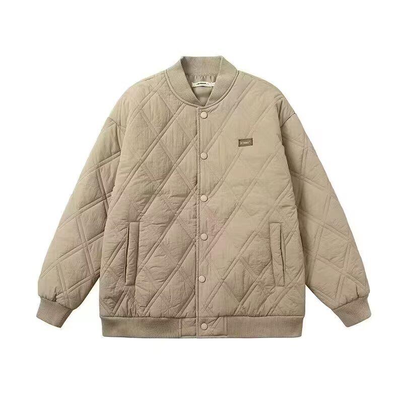 Men s Retro Plaid Cotton Jacket - Trendy, Warm, Loose Fit, Winter Versatile Coat for Couples M хаки
