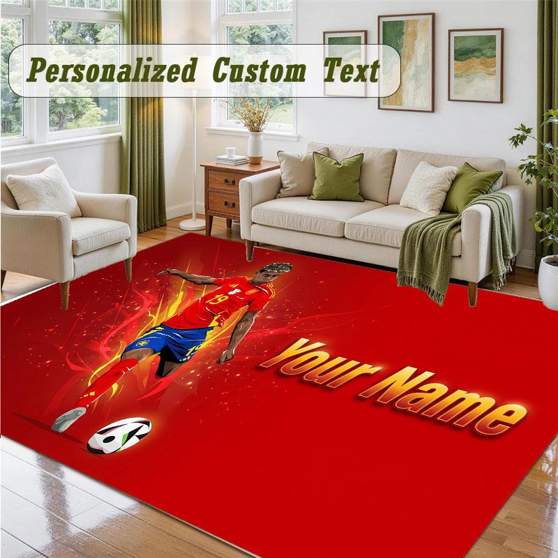 Crystal Velvet Square Rug Custom NameLamine Yamal Pattern Non Slip Home Floor Decor Rug