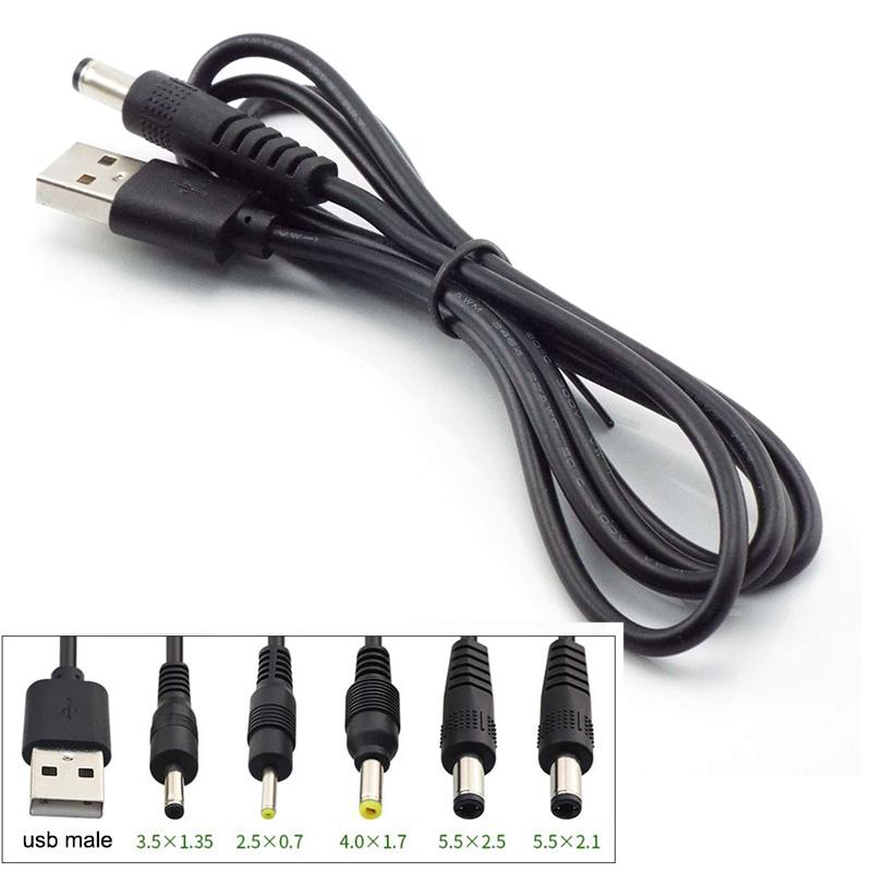 1m USB Type A Male Jack Plug To DC 5.5x2.5mm 3.5mm 4.0mmx1.7 5.5x2.1mm Male Power Supply Type A Extension Cable Connector Cords
