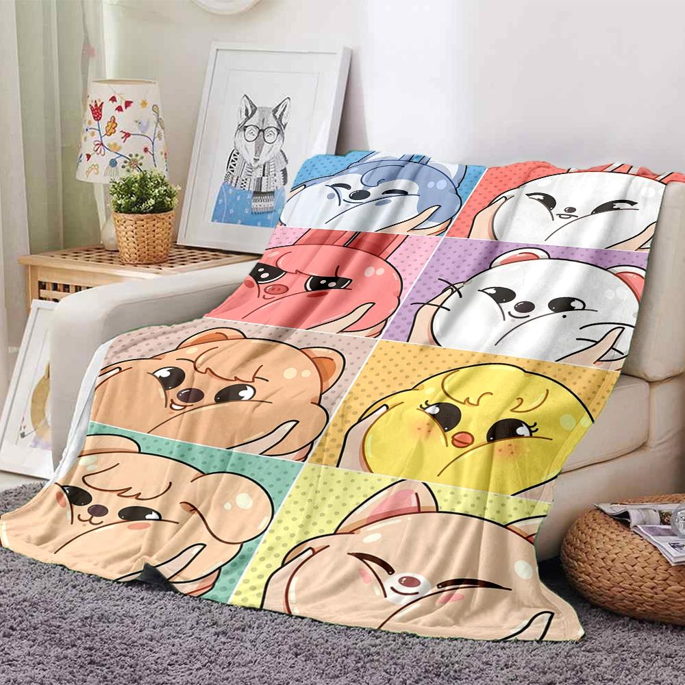 1Pc Cute Animal Expressions Blanket For Couch Bed Plush Cozy Fuzzy Blanket Super Soft Warm Blankets For Fall And Winter 091843
