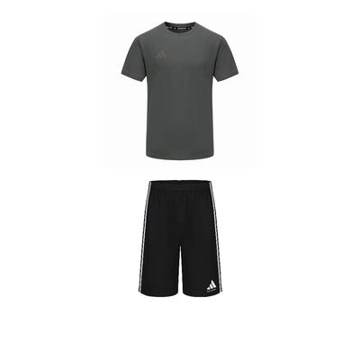 adidas Taekwondo Comfortable Round Neck Pullover Simple Short Sleeve T-Shirt Fashion Lace-Up Shorts Casual Sports Set ADICLTS24CTK-GFC+S21ATMSH2T-BW