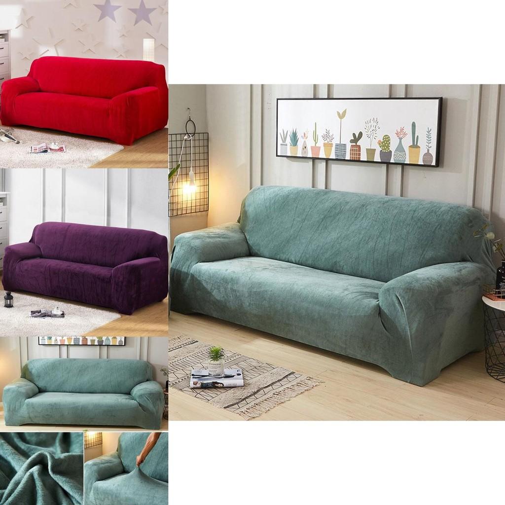 Skin-friendly Stretch Sofa Slipcover Thick Plush Velvet Cover Offering Total Protection