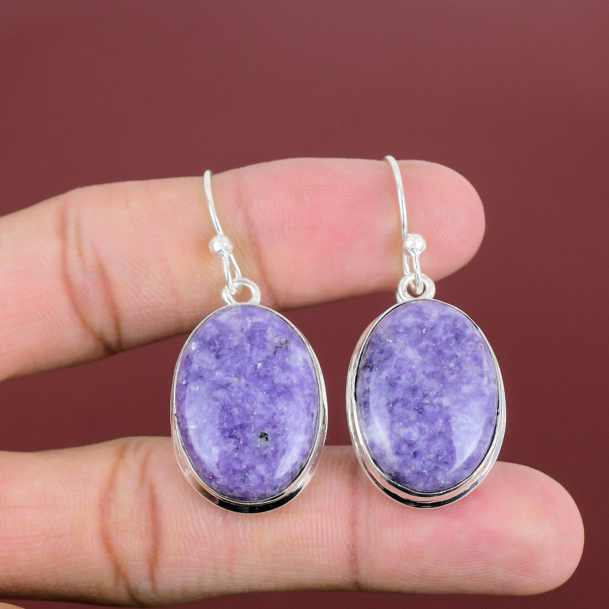 Lepidolite Earrings Top Quality Gemstone Earring 925 Sterling Silver Earring Handmade Earring Decent Jewelry Gifts For Mom Brand New Earring