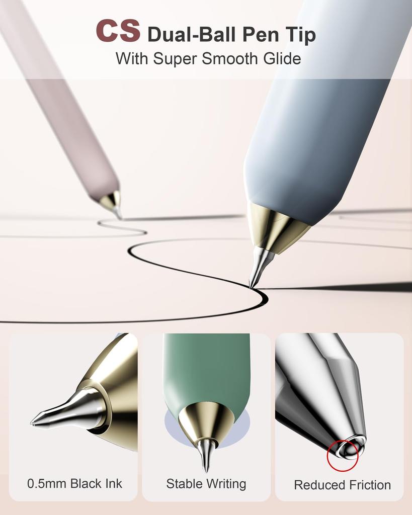 SUNEE Gel Black Smooth Cute and Beautiful Perfect for and Morandi Colors Pens, 6-Pack, 0.5mm, Quick-Drying Ink, Writing, Design, School, Office,