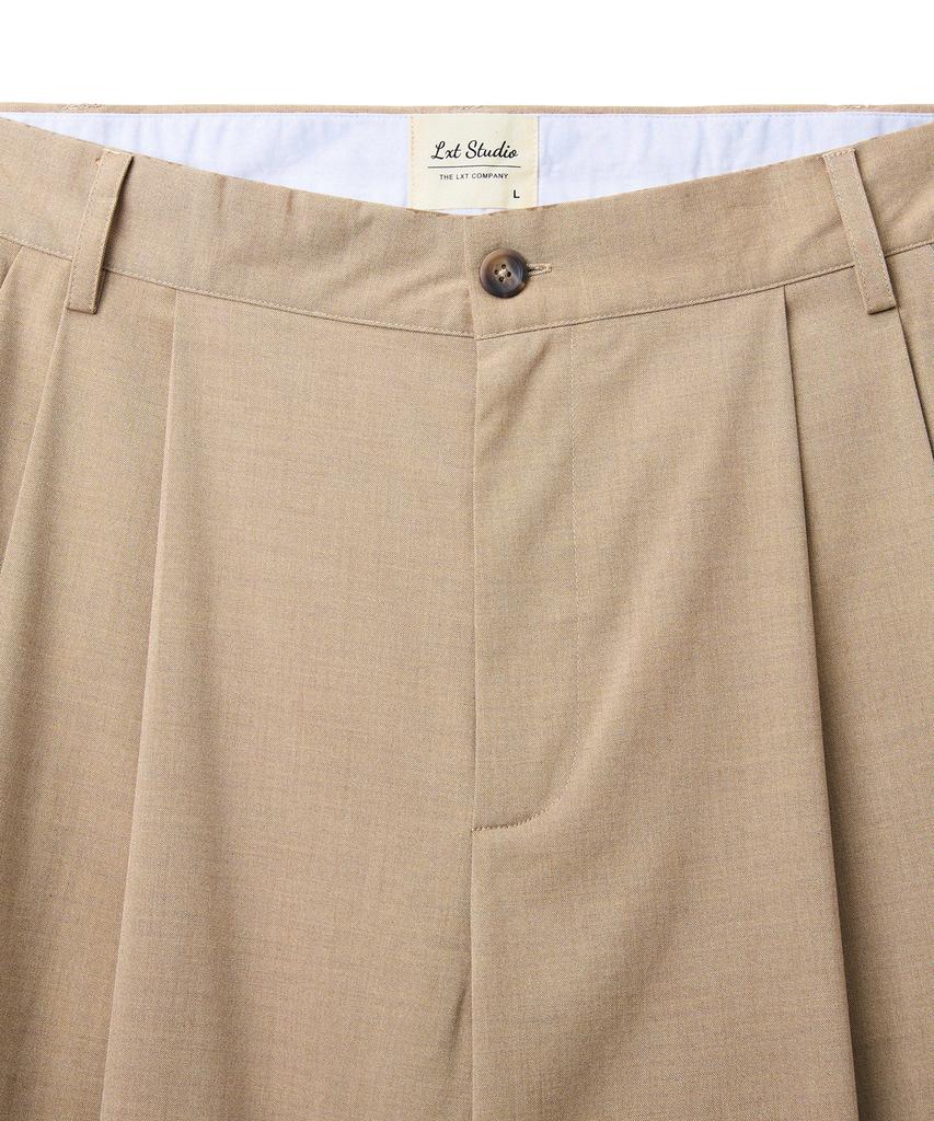 LXT Double-Pleat Wide Balloon Slacks [Beige]
