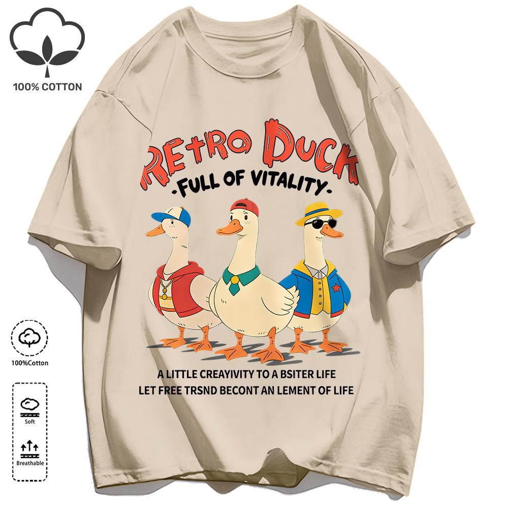 Classic Color Scheme T-Shirts For Unisex Retro Oversized Short Sleeves Fashion Couple Clothes Unisex Simple Basics Clothing