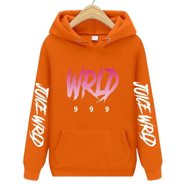 

Чоловічі та жіночі з довгими рукавами Rapper Juice WRLD Чоловіки Жінки Осінь Зима з капюшоном Harajuku Hoodie Одяг з капюшоном M помаранчевий