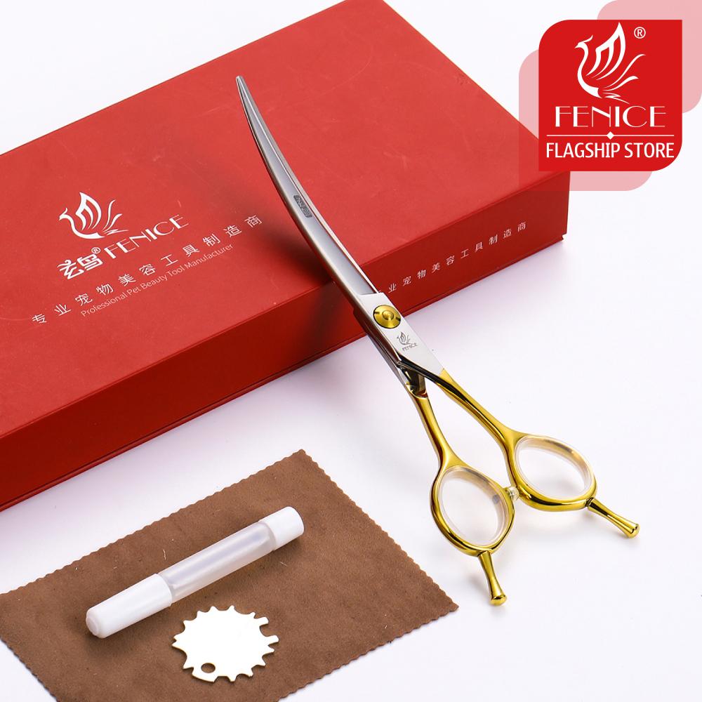 Fenice 6.5 Inch Professional Curved Scissors Pet Dog Grooming Scissors for Dog Scissors Curved Shears  JP 440C Steel