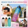 32oz Gradient Water Bottle 1L Large Capacity Space Cup with Straw & Handle for Outdoor Sports