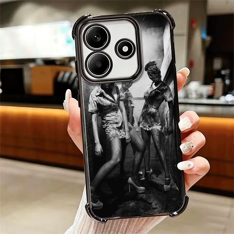 Silent Hill Horror Theme Soft Phone Case For Xiaomi Redmi Note 14 15 Pro Plus 13 12 11S 11T 5G 10 9S 9 Plating Anti-Fall Fundas