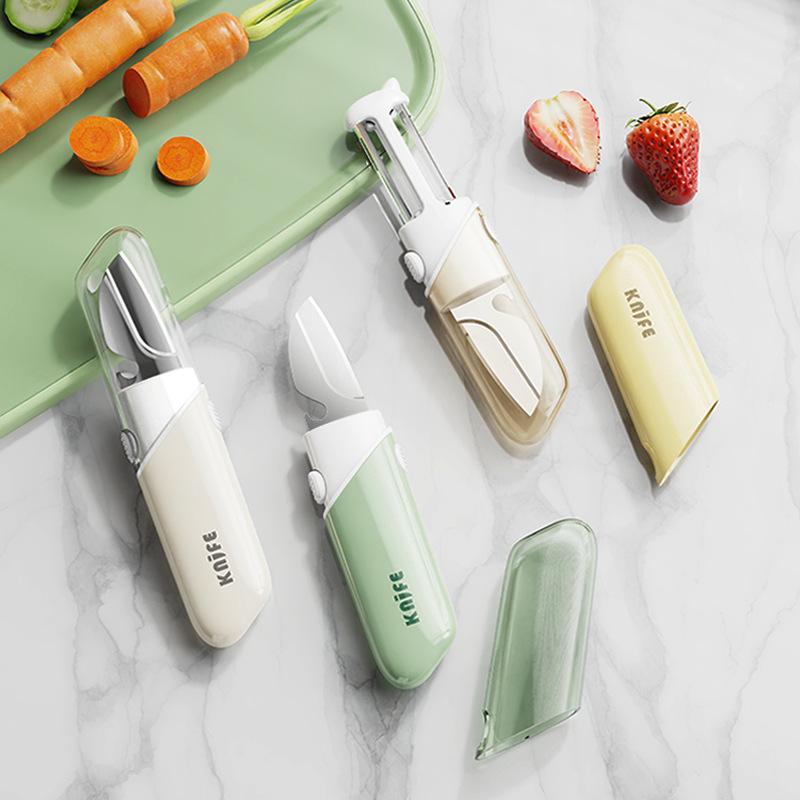 Five-in-one Fruit Knife, Folding Household Portable Small Knife Board, Kitchen Fruit and Vegetable Knife, Peeler, Peeling Magic Tool