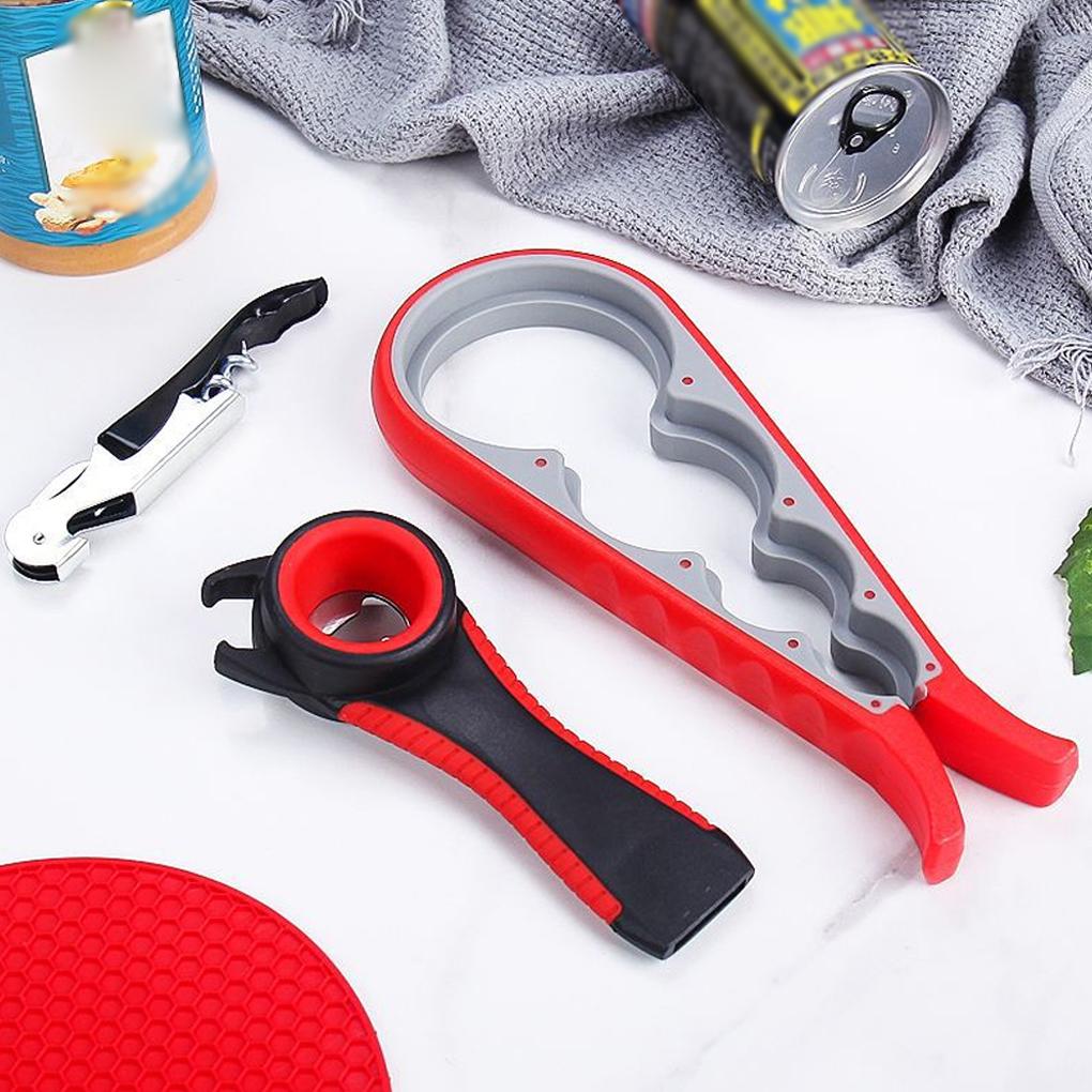 Bottle Opener Set Multifunctional Jar Lids Openers Wrench Grippers Safety Screw Manual Home Household Accessories