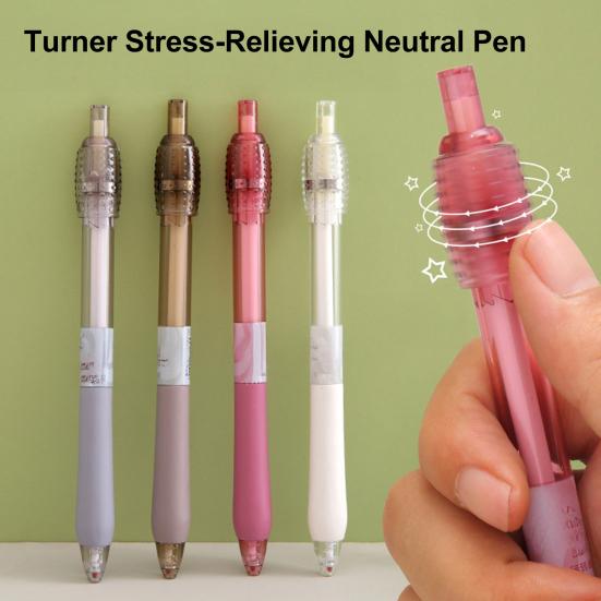 4/8 st Gelpennor Ergonomiskt Bekvämt Grepp 0,5 mm Fin Spets Snabbtorkande Svart Bläck Stresslindrande Penna med Tyst Roterande Hätta