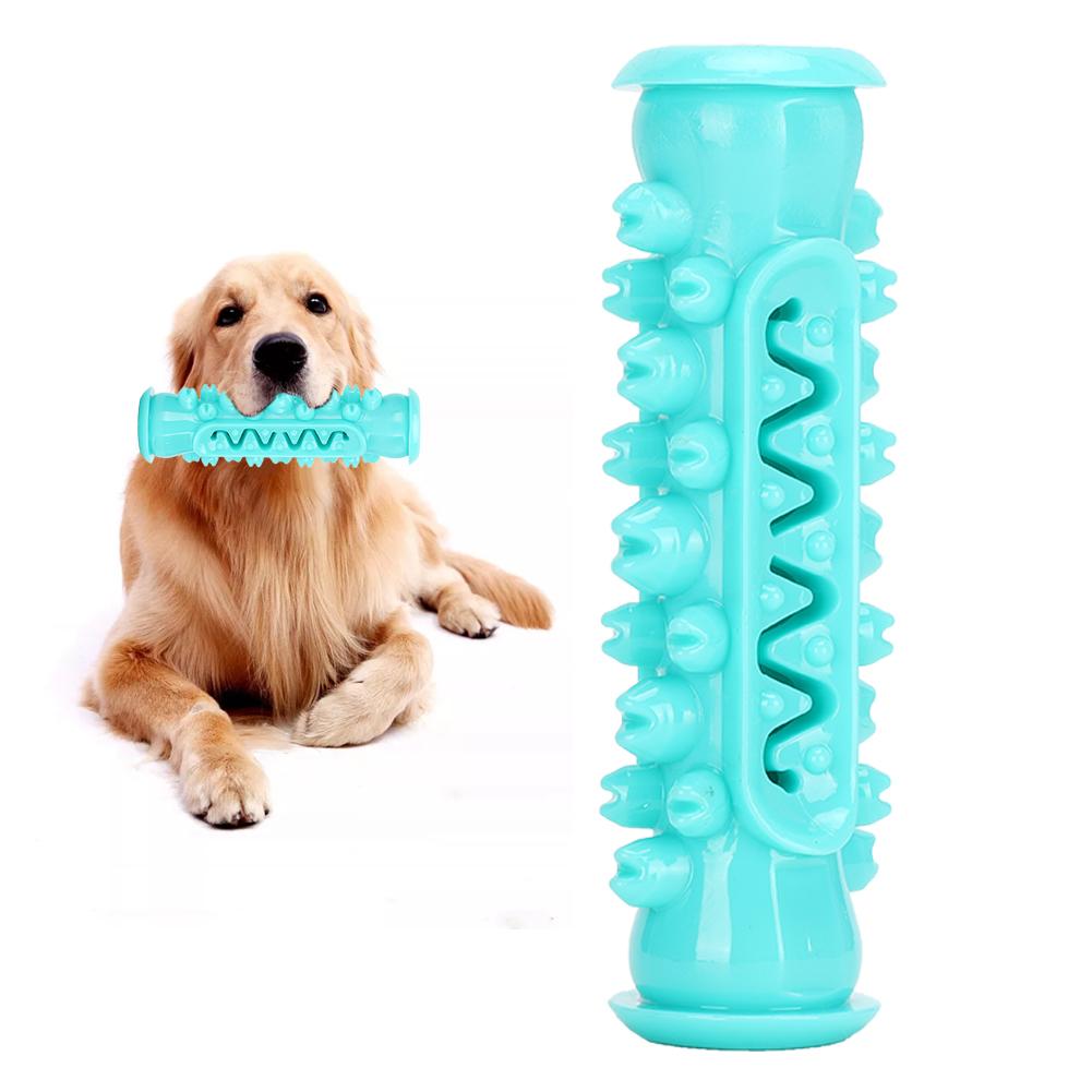 Pet Dog TPR Safety Molar Cleaning Tooth Rod Puzzle Training Playing Biting Toothbrush Toylake blue