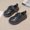 New Girls Princess Leather Shoes Kids Black School Performance Shoes Formal Uniform Versatile Children's Flats Fashion Matte PU