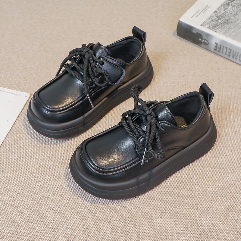 New Girls Princess Leather Shoes Kids Black School Performance Shoes Formal Uniform Versatile Children's Flats Fashion Matte PU