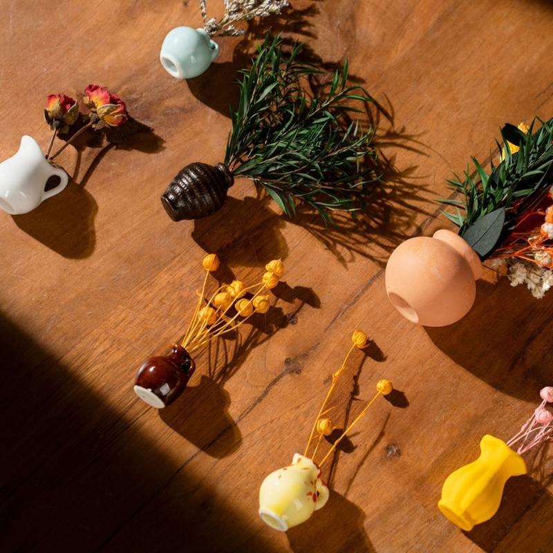 7-teiliges magnetisches Mini-Vasen-Set für Kühlschrank- und Heimdekoration, freundliches Keramik-Set