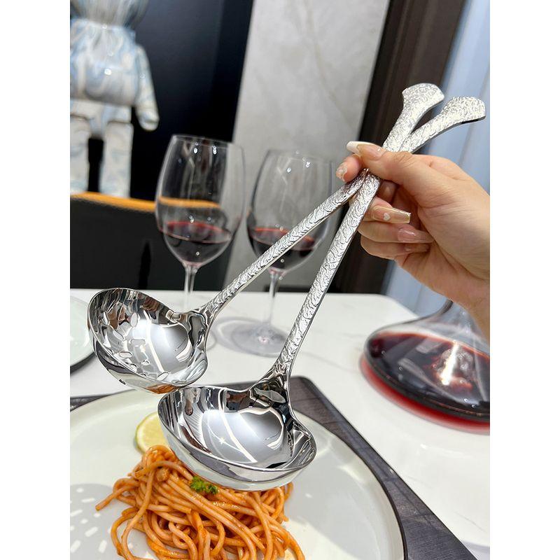 German 304 Stainless Steel Spoon, Food-Grade Long-Handled Hot Pot Skimmer, Kitchen Oil-Separating Spoon, Large Soup Ladle