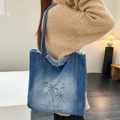 Achseltasche Damen Schultertasche Große Kapazität Jeans-Tragetasche