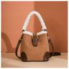 Light Luxury Fashion Women's Shoulder Bags High Quality PU Bag Body Plush Handle Ladies Messenger Bag Casual Retro Female Bucket Bag Mother's Day Gift