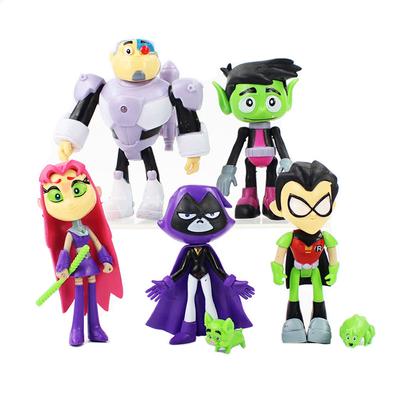 6pcs/Lot 3-12cm Teening Titans PVC Model Toys Teening GO Action Figure Toys Robin Raven Beast Cyborg Toy for Kids Birthday Gifts