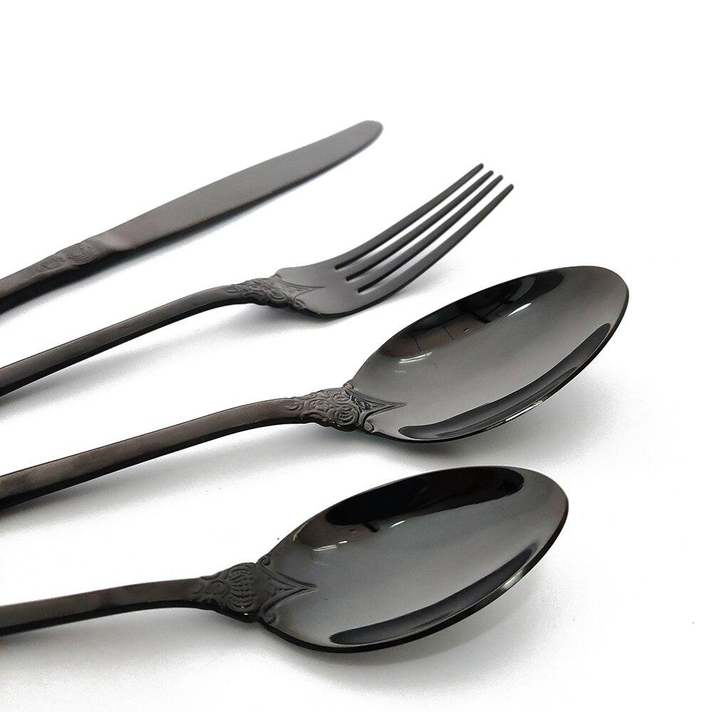 JANKNG 304 Stainless Steel Flatware Set Rainbow Dinnerware Set Gold Knife Fork Spoon Dinner Set Luxury Cutlery Silverware Set