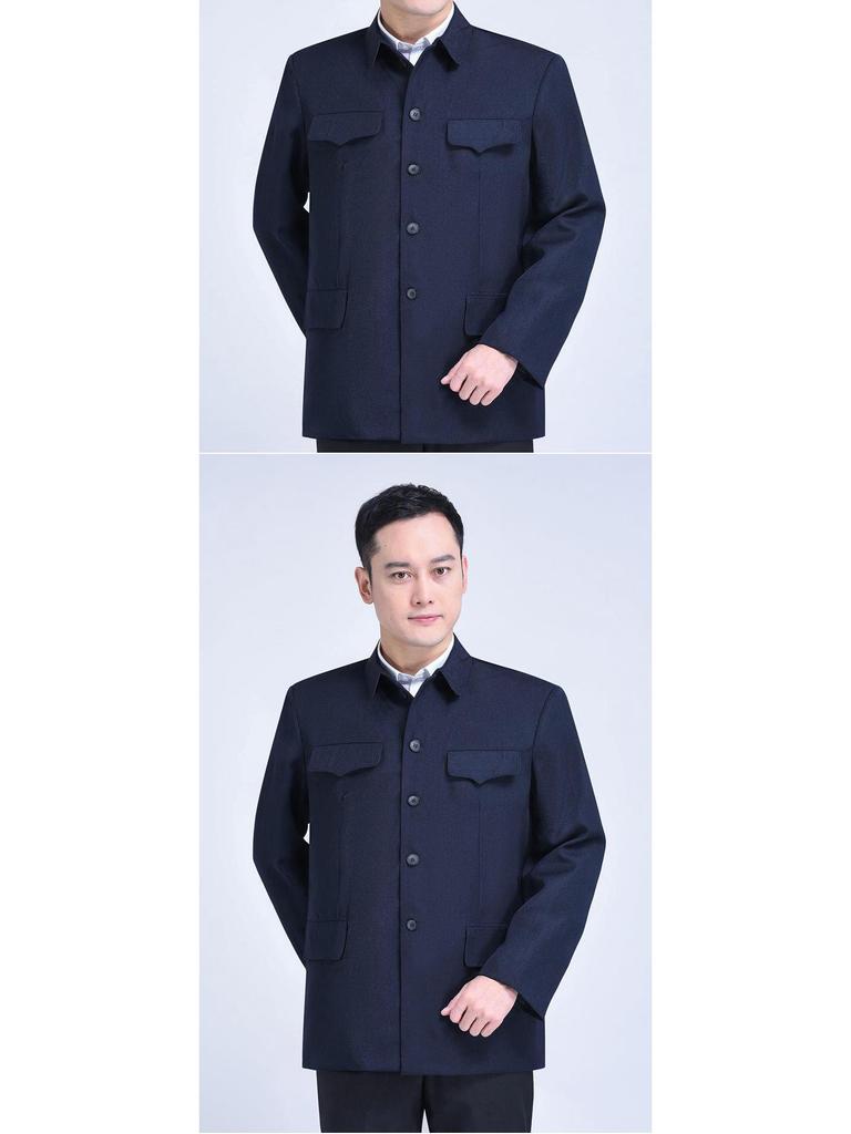 Men's Zhongshan Suit: Autumn/Winter Casual Wear for Middle-Aged and Elderly