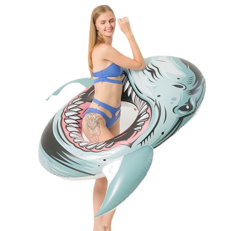 Bouée de natation en forme de requin, impression 3D réaliste, pour adulte, en PVC épais, tête d'épaulard, grande taille