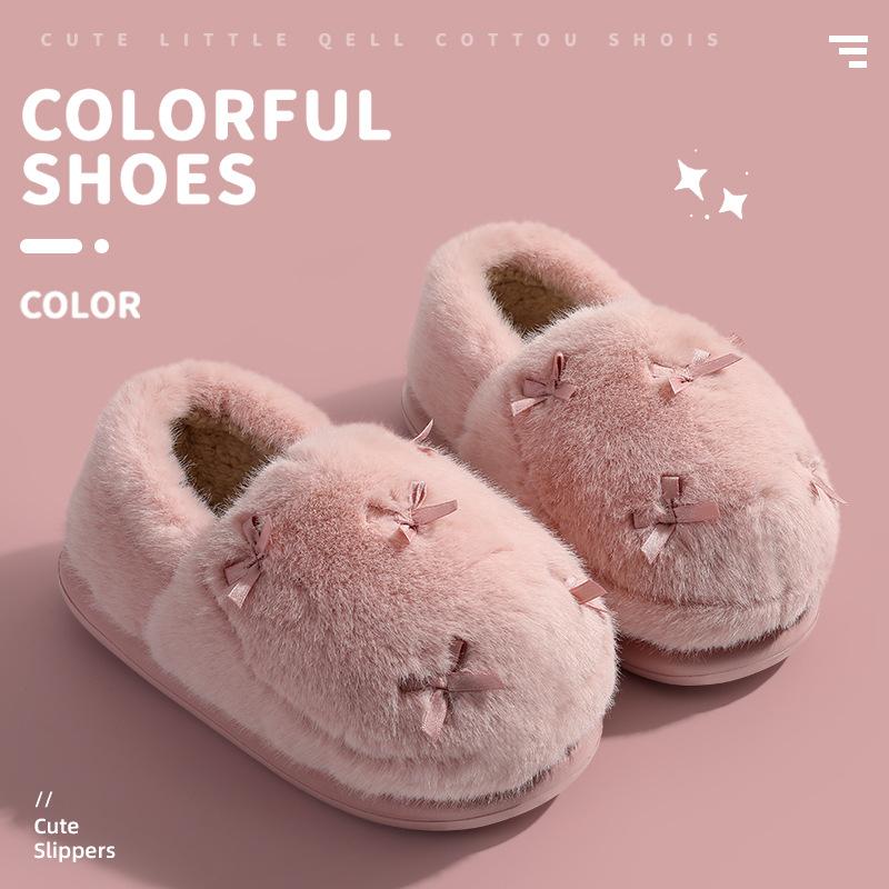 2025 New Fluffy Slippers Winter Indoor Home Heating and Velvet Outer Wear Thick-soled Cotton Slippers Women's
