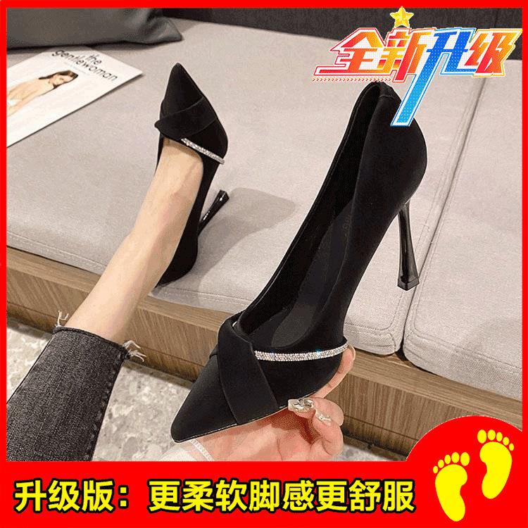 Fine heel shoes single shoes women's 2026 spring new French pointed head shallow mouth versatile Mary Jane high heel bag head sandals