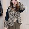 Women's Fall/Winter Suit Collar Thickened Outerwear Knit Cardigan Top Short Elegant Korean Style Mink Fleece Coat