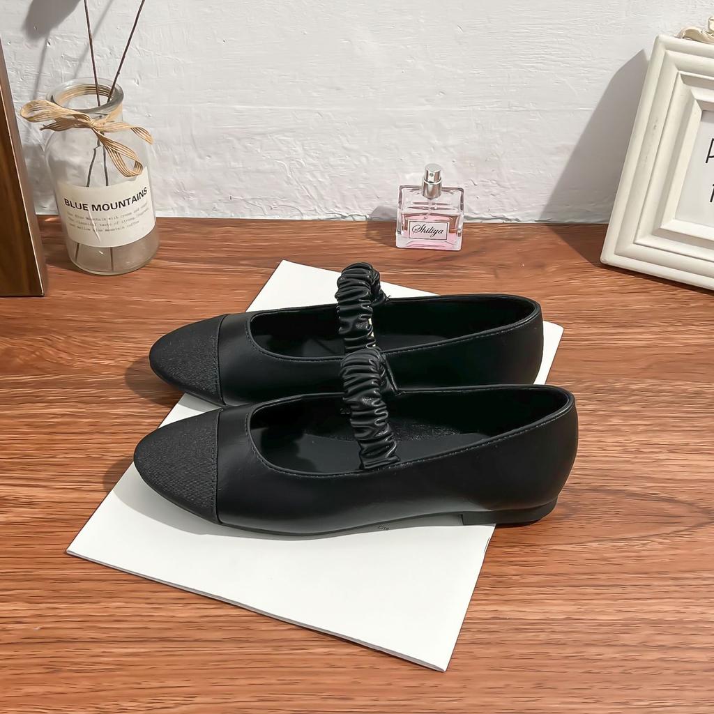Xiaoxiangfeng Mary Jane Single Shoes Women's Versatile Soft-soled Flats Daily Casual Style Low-heeled Work Shoes Black Shoes