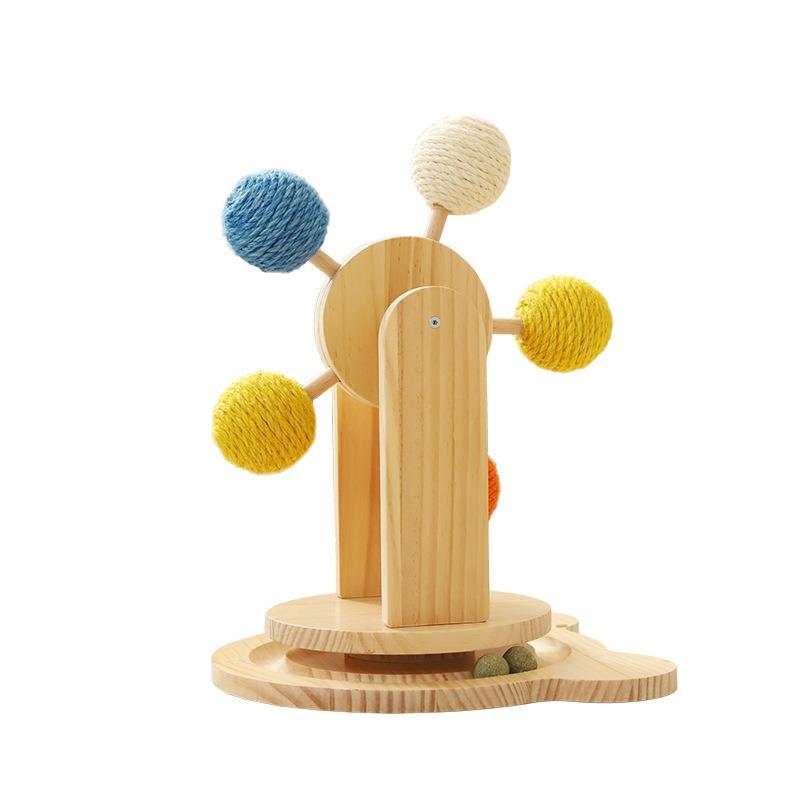 Solid Wood Turntable Cat Toys Scratching Board Sisal Teasing Cat Self High Toy Does Not Fall Off The Chip Wear Claw Pet Supplies