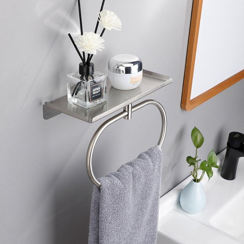 Modern Towel Rings Bathroom Storage Solution Sturdy Stainless Steel Construction Fit Various Wall Types Daily Use