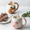 Hand-painted Coffee Cup Lovely Panda/Frog/Cat/Pig Ceramic Mug Teacup Include Teaspoon LW0321603