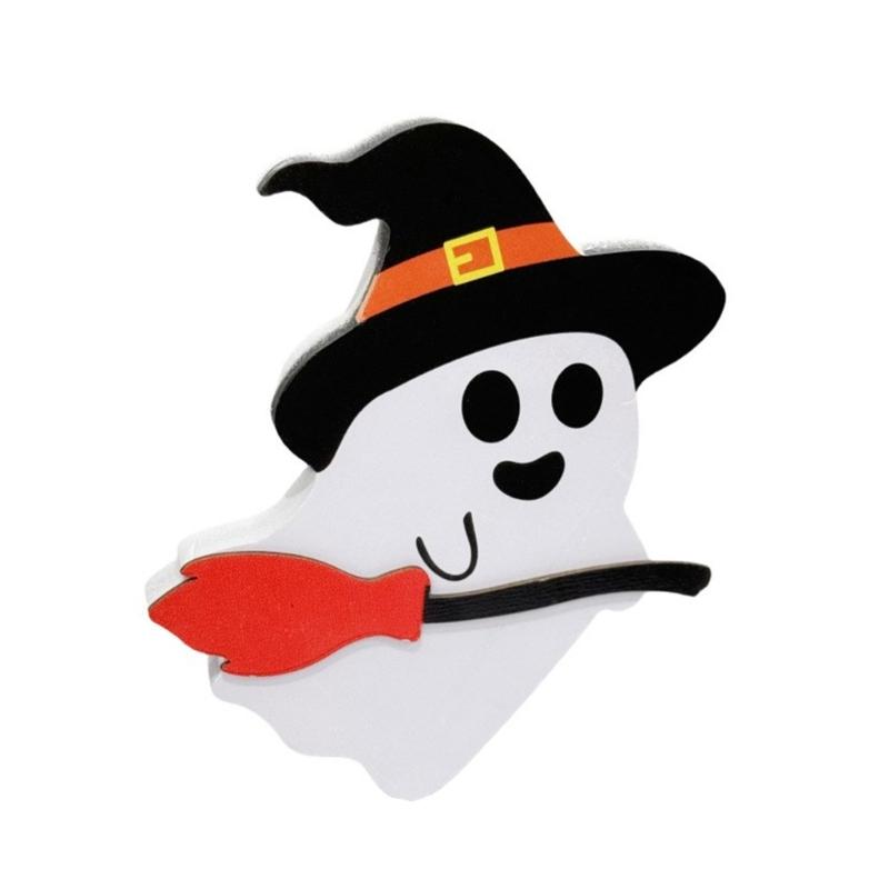 Festives Halloween Wood Ghostly, Black Cats Brooms Pumpkins Table Decorations Wood Tiered Tray Decoration Table Sign