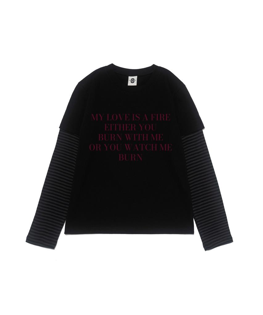 CARGOBROS FOR WOMAN Lettering Layered Long Sleeve (Black/Charcoal)