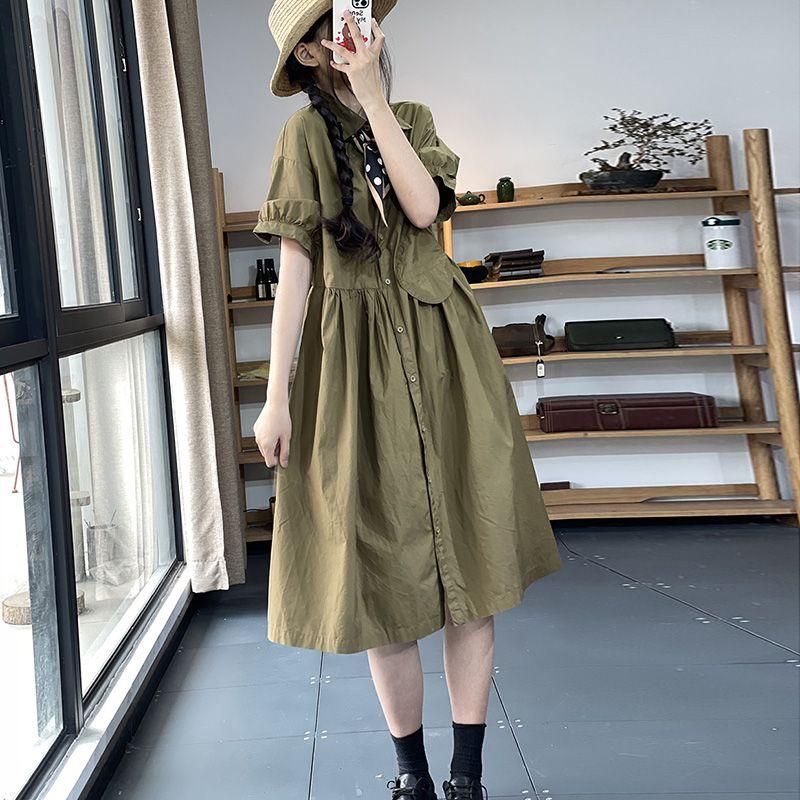 

Модный Экспорт Экспорт Моды Большой Бренд Баланс Карго Лоскутный Дизайн Карман Свободный Стройнящий Однотонный Платье-рубашка из Чистого Хлопка для Женщин CAMEL L (Recommendation 52.50 kg-60.00 kg