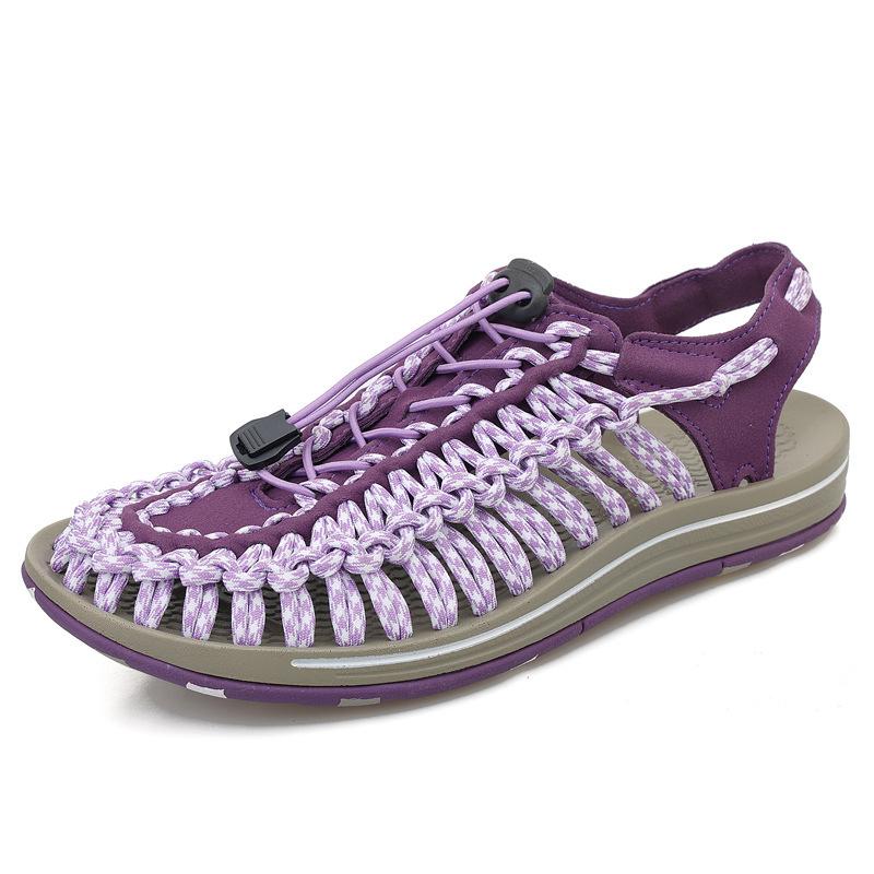

Большие размеры, новые летние дышащие пляжные сандалии Baotou, мужские европейские, американские и корейские версии, плетеные сандалии для мужчин, пара 35 фиолетовый