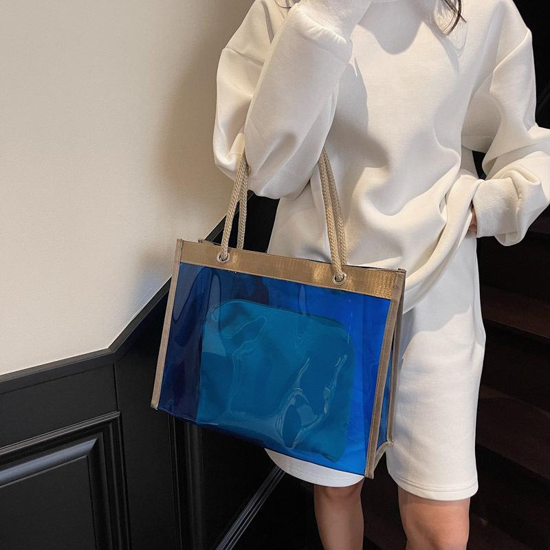 Women's bag summer new transparent large-capacity bag handbag jelly shoulder large bag mother and child bag