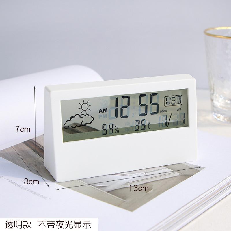 Thermohygrometer Clock Creative Weather Display Luminous Small Alarm Clock Ins Transparent Electronic Alarm Clock