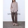 Spring New Women's Clothing Silk Satin Texture Shirt 2157039 Silk Satin Texture Printed Pants 2425578