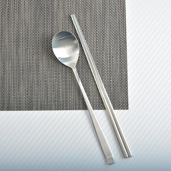 Willive domestically produced 304 stainless steel cutlery set of 10 matte, silver, spoon 10p + chopsticks 10p, Korean popular tableware