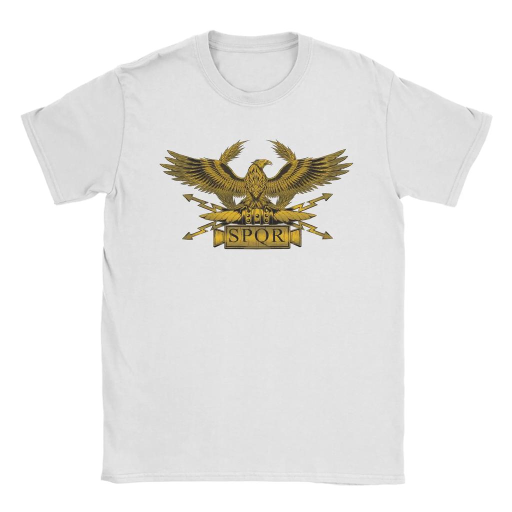 Vintage Ancient Roman Rome SPQR Eagle Standard T-Shirts Men Round Neck Cotton T Shirt  Short Sleeve Tees Summer Clothes