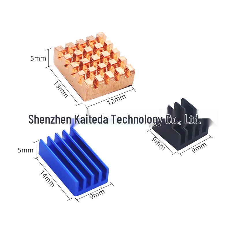 Raspberry Pi 4B Dedicated Heatsink Set: 1 Copper, 1 Blue, 1 Black for Efficient Heat Dissipation