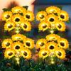 6 Sunflower Solar Garden Lights -  Solar Flower String Lights