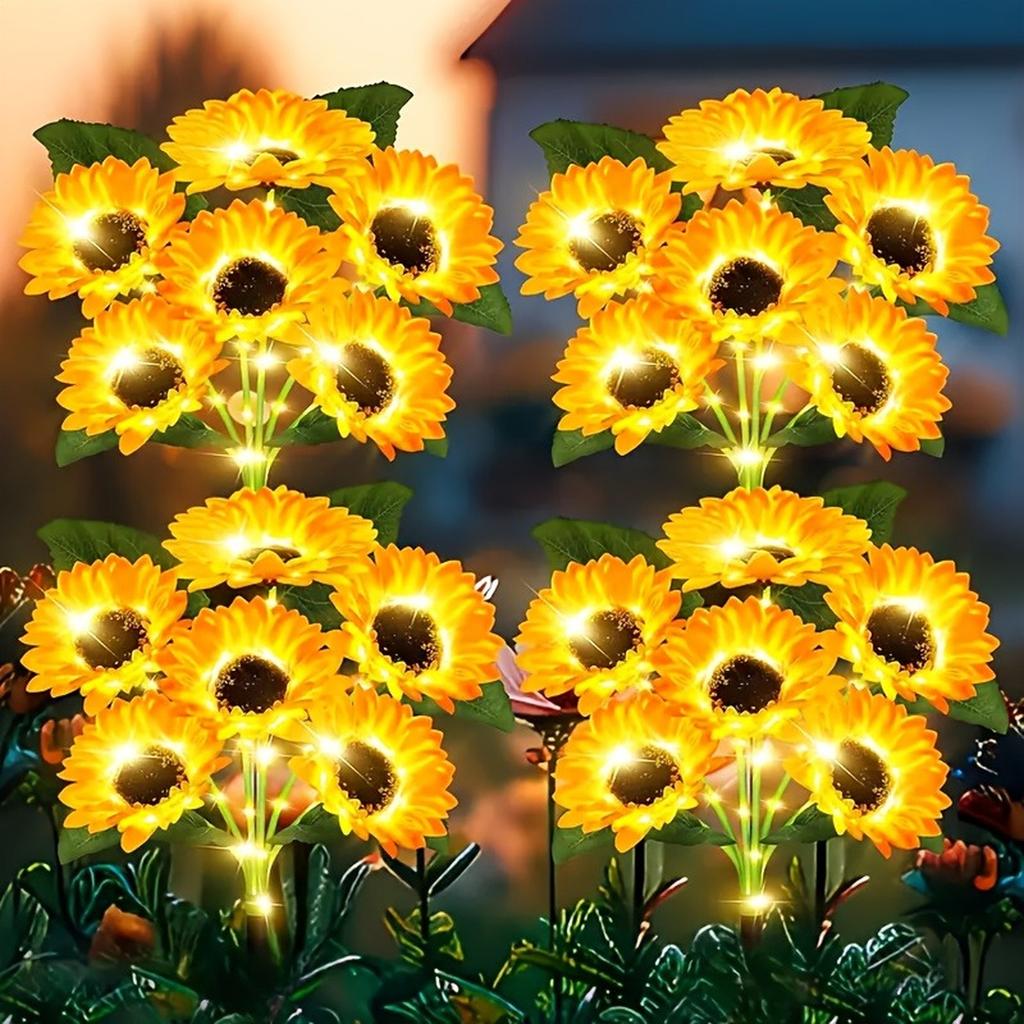 6 Sunflower Solar Garden Lights - Solar Flower String Lights