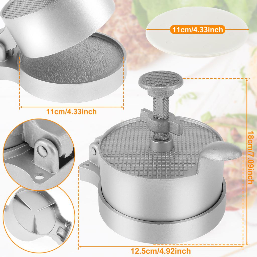Burger Press with 100 Patty Paper Adjustable Thickness Non-Stick Hamburger Patty Maker Mold for Grilling Cooking Kitchen Tool